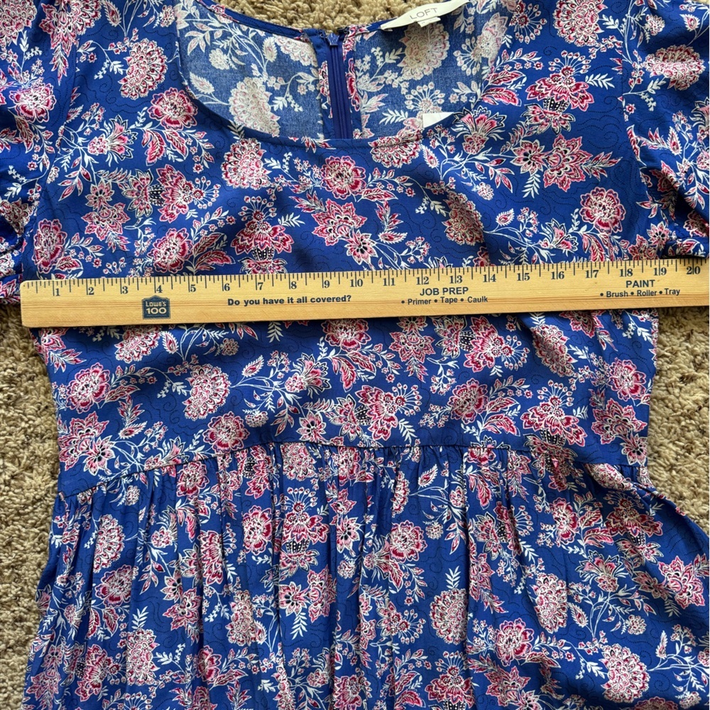 NWT, LOFT Women’s Size 14 Scoop Neck Puff Sleeve Swing Floral Print - Picture 11 of 13
